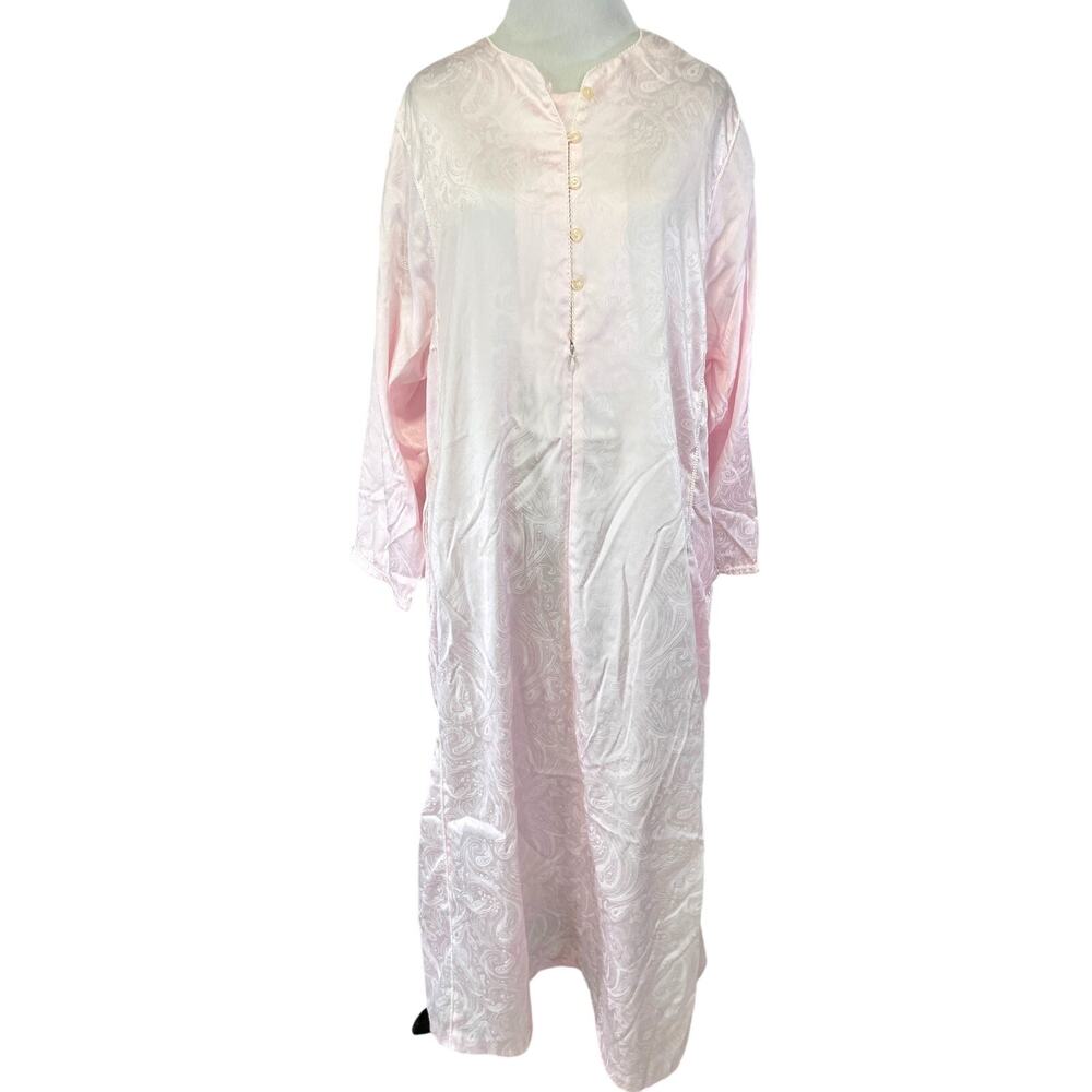 VTG Oscar De La Renta Night Gown Pink Paisley Satin Feminine Coquette Soft Girl